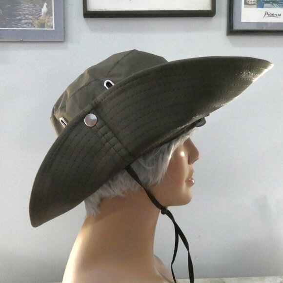 NiB Fun Sun Protection! Unisex Wide Brim Safari Style Sun/Fishing Hat Army Green - Picture 3 of 6
